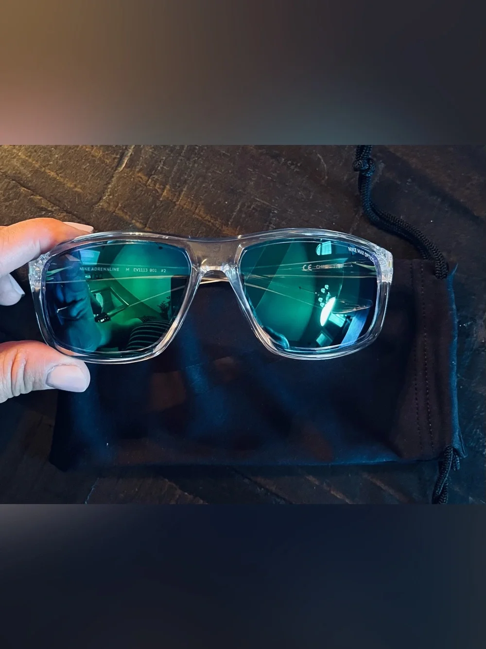 Nike Max Optics ADRENALINE M EV1113 Blue Mirror Sunglasses NEW